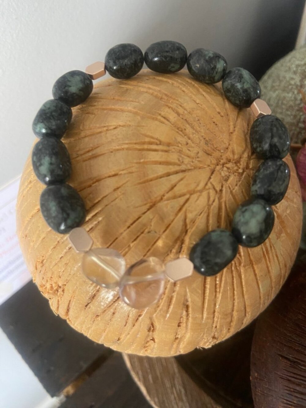 Rainforest Jade with Rose Gold Hematite and Ametrine bracelet